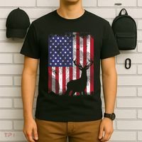 American Flag Deer Elk Hunting USA Patriotic Hunter Gift T-Shirt thumb 6