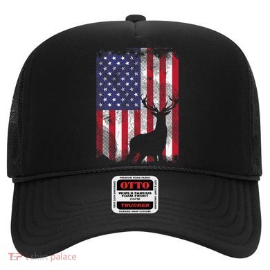 American Flag Deer Elk Hunting USA Patriotic Hunter Gift Hat