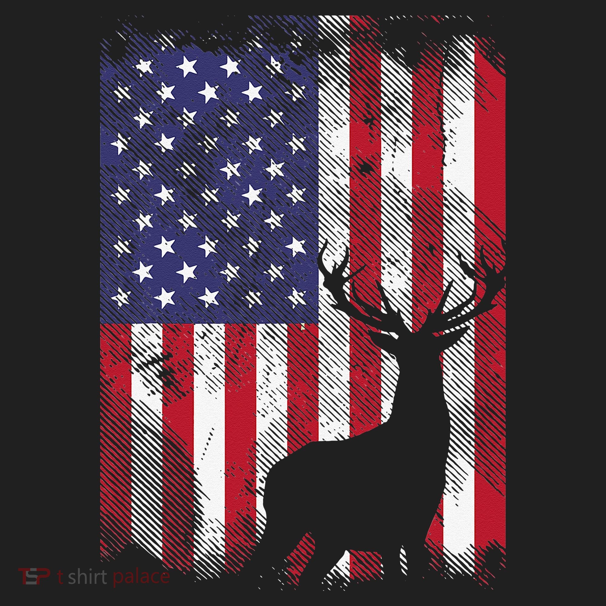 American Flag Deer Elk Hunting USA Patriotic Hunter Gift Hat