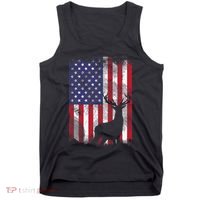 American Flag Deer Elk Hunting USA Patriotic Hunter Gift Tank Top thumb 0