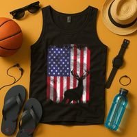 American Flag Deer Elk Hunting USA Patriotic Hunter Gift Tank Top thumb 4