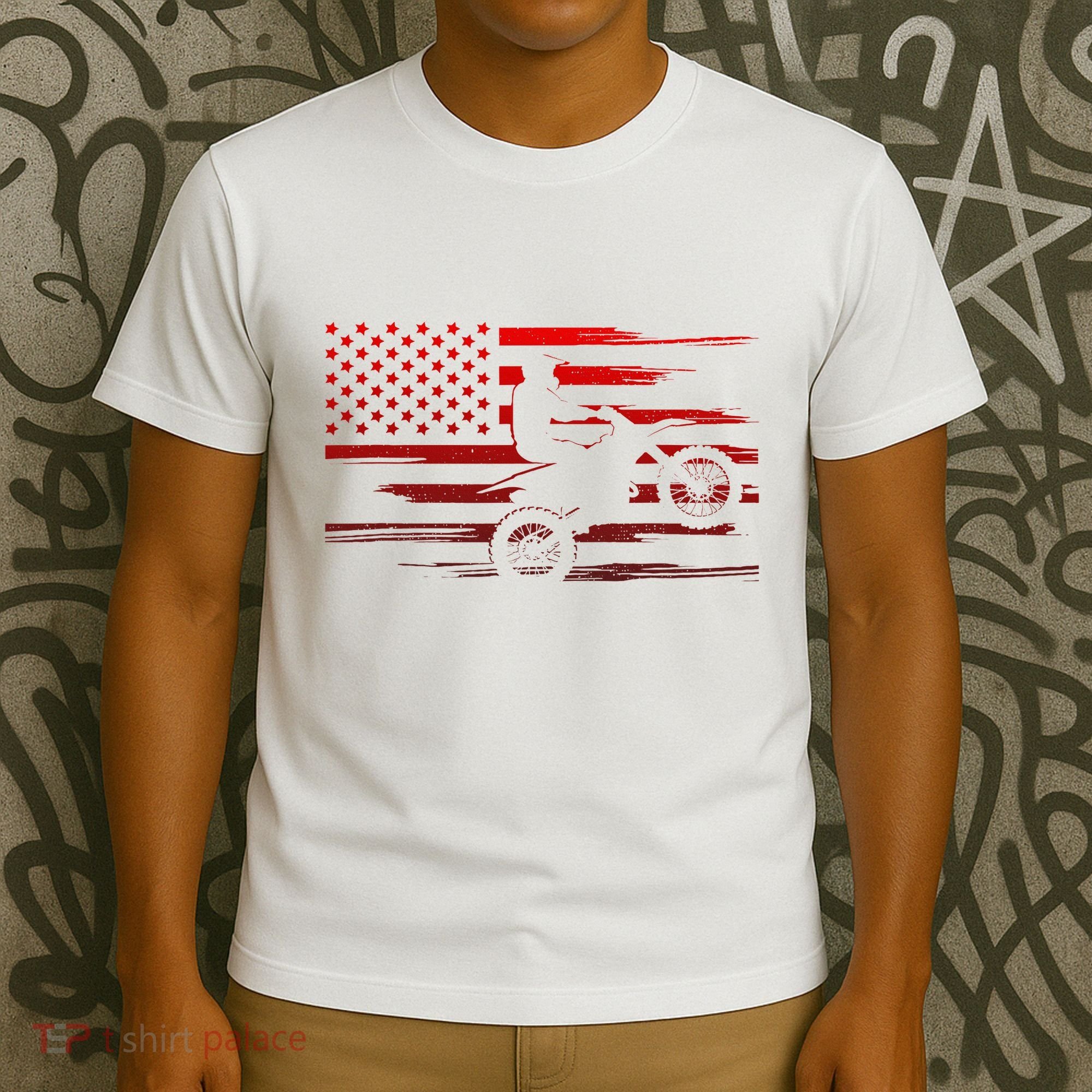 American Flag Dirt Bike Apparel Dirt Bike Motocross T-Shirt