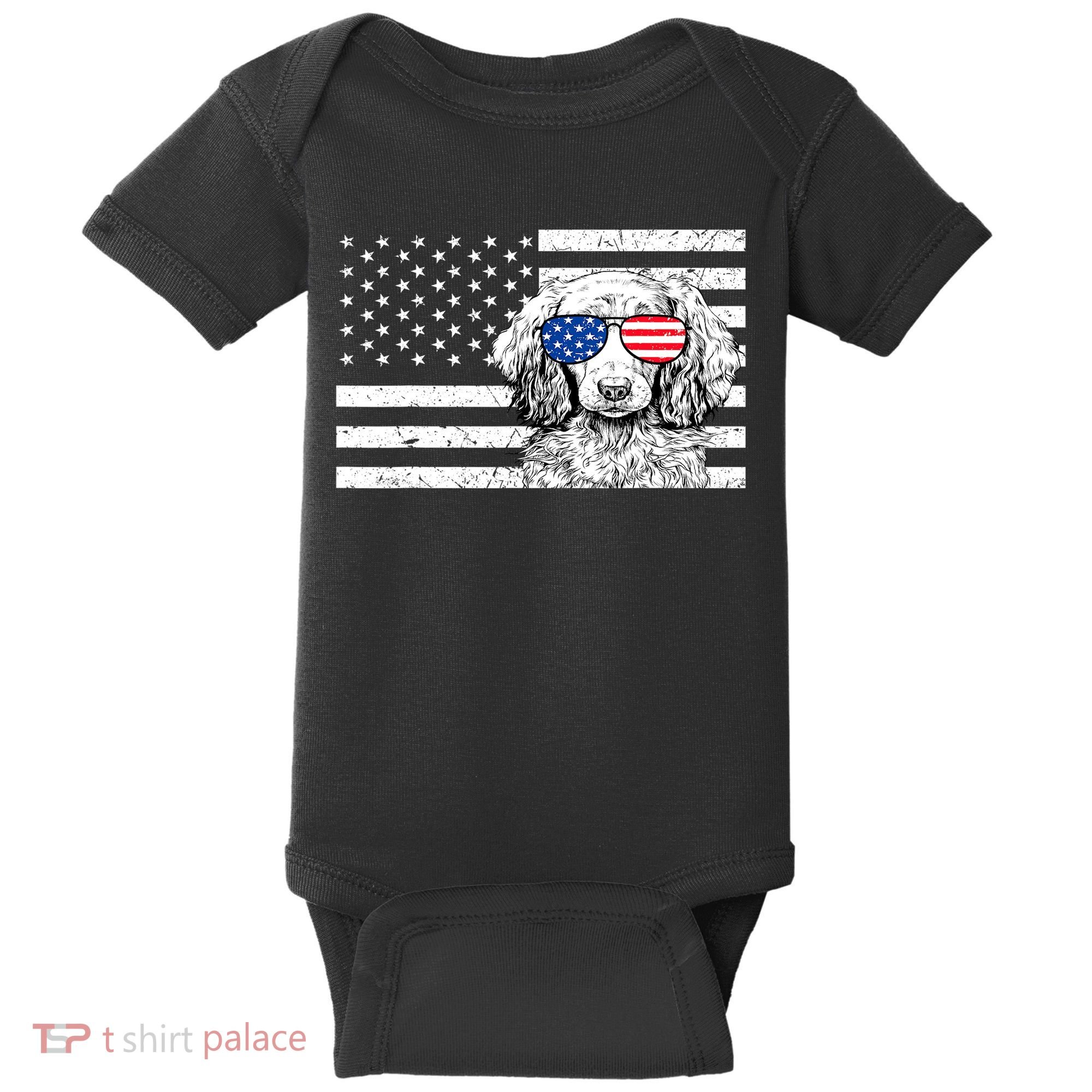 American Flag Dachshund Weiner Dog Us Patriotic Gift Baby Bodysuit