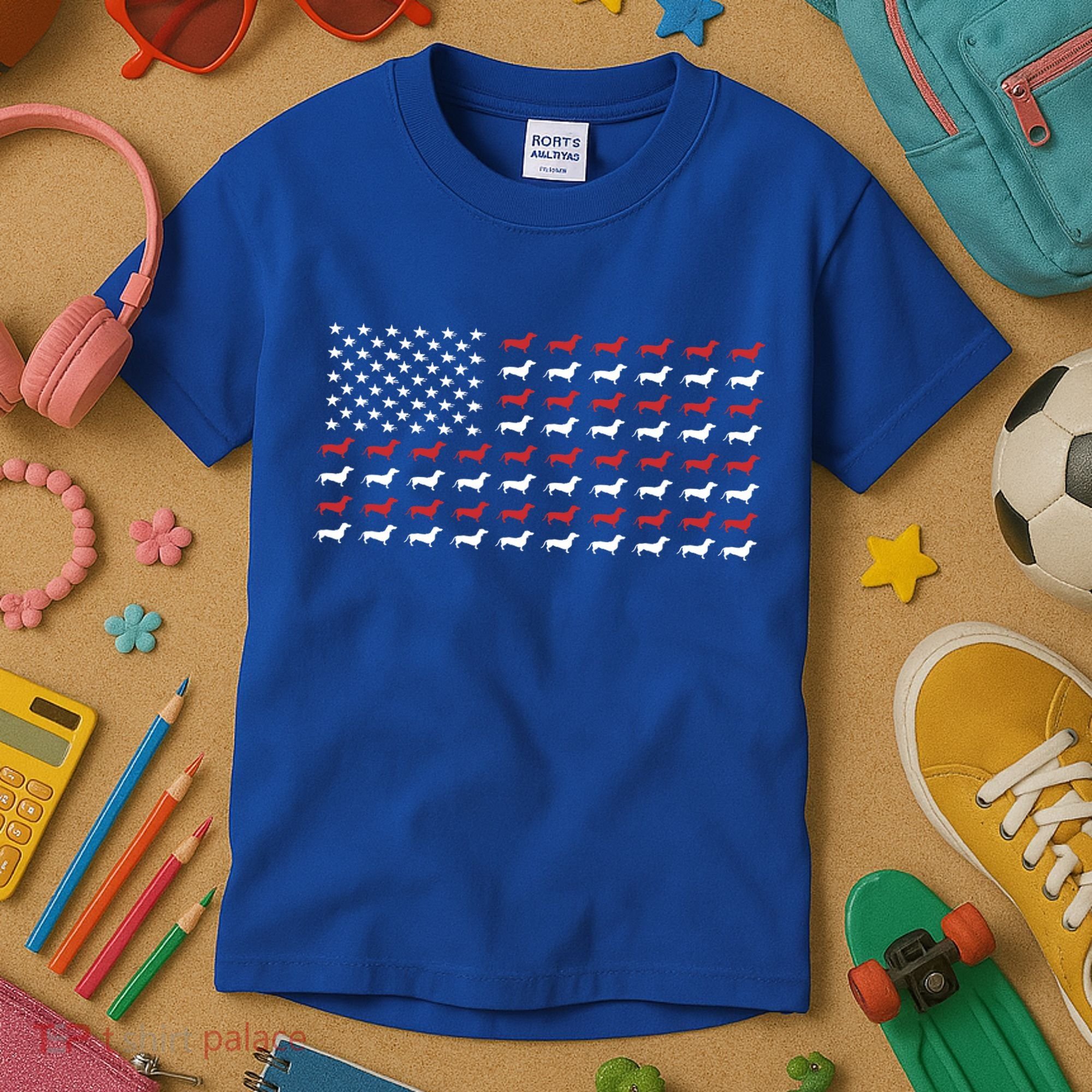 American Flag Dachshund Patriotic Dachshund  Kids T-Shirt