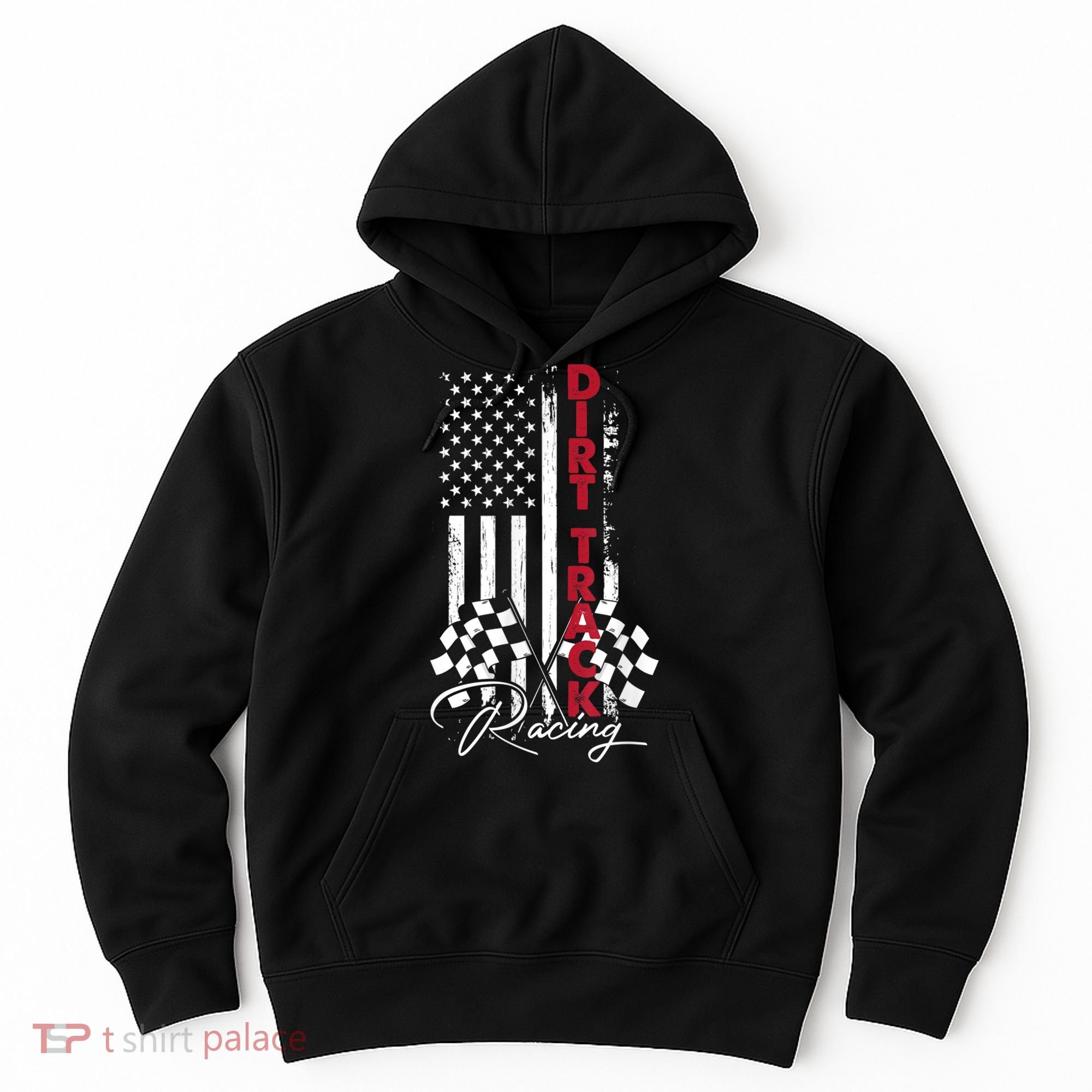American Flag Dirt Track Racing Car Bike Driver Racing Racer Hoodie