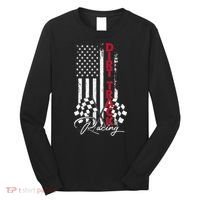 American Flag Dirt Track Racing Car Bike Driver Racing Racer Long Sleeve Shirt thumb 0