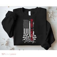 American Flag Dirt Track Racing Car Bike Driver Racing Racer Sweatshirt thumb 2