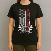 American Flag Dirt Track Racing Car Bike Driver Racing Racer T-Shirt thumb 4