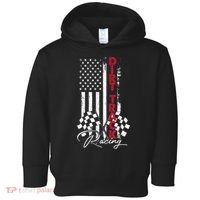 American Flag Dirt Track Racing Car Bike Driver Racing Racer Toddler Hoodie thumb 0