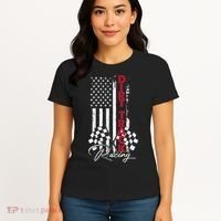 American Flag Dirt Track Racing Car Bike Driver Racing Racer Women's T-Shirt thumb 4