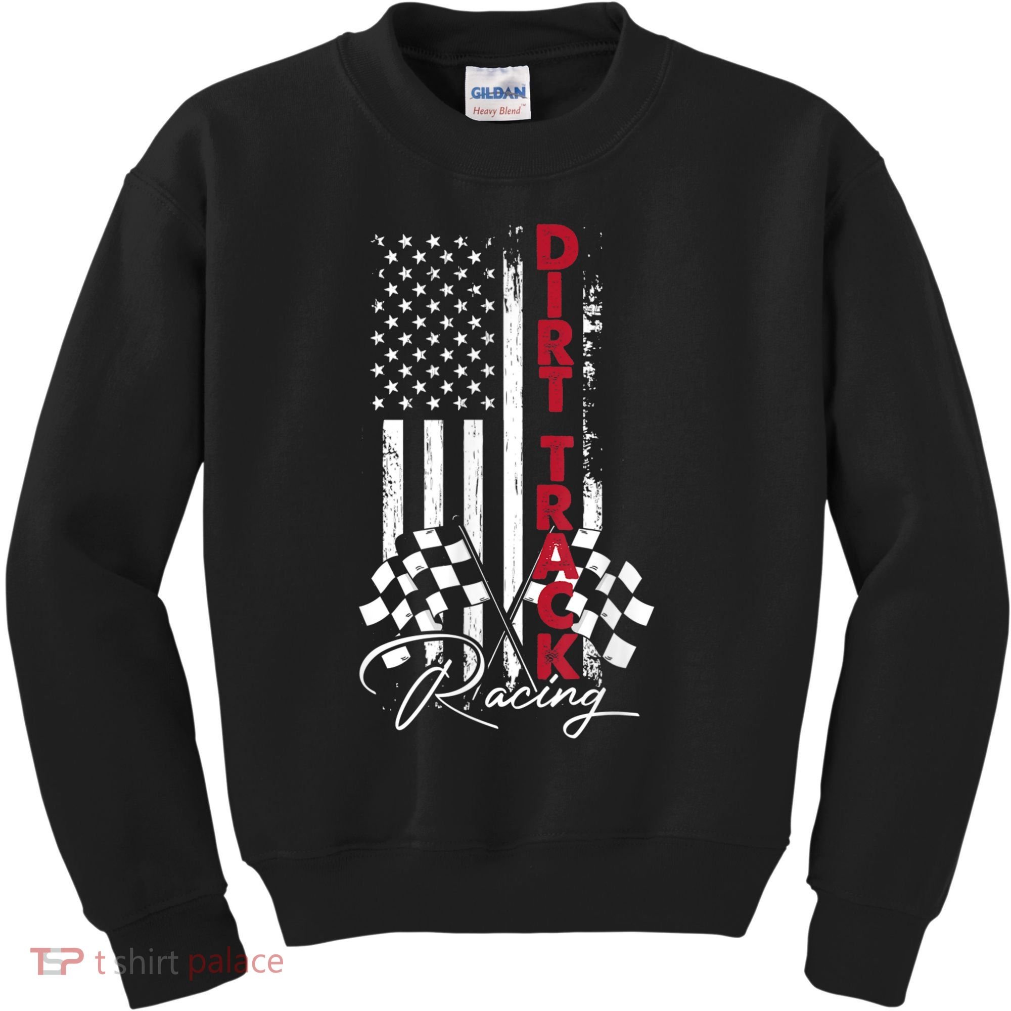 American Flag Dirt Track Racing Car Bike Driver Racing Racer Kids Sweatshirt