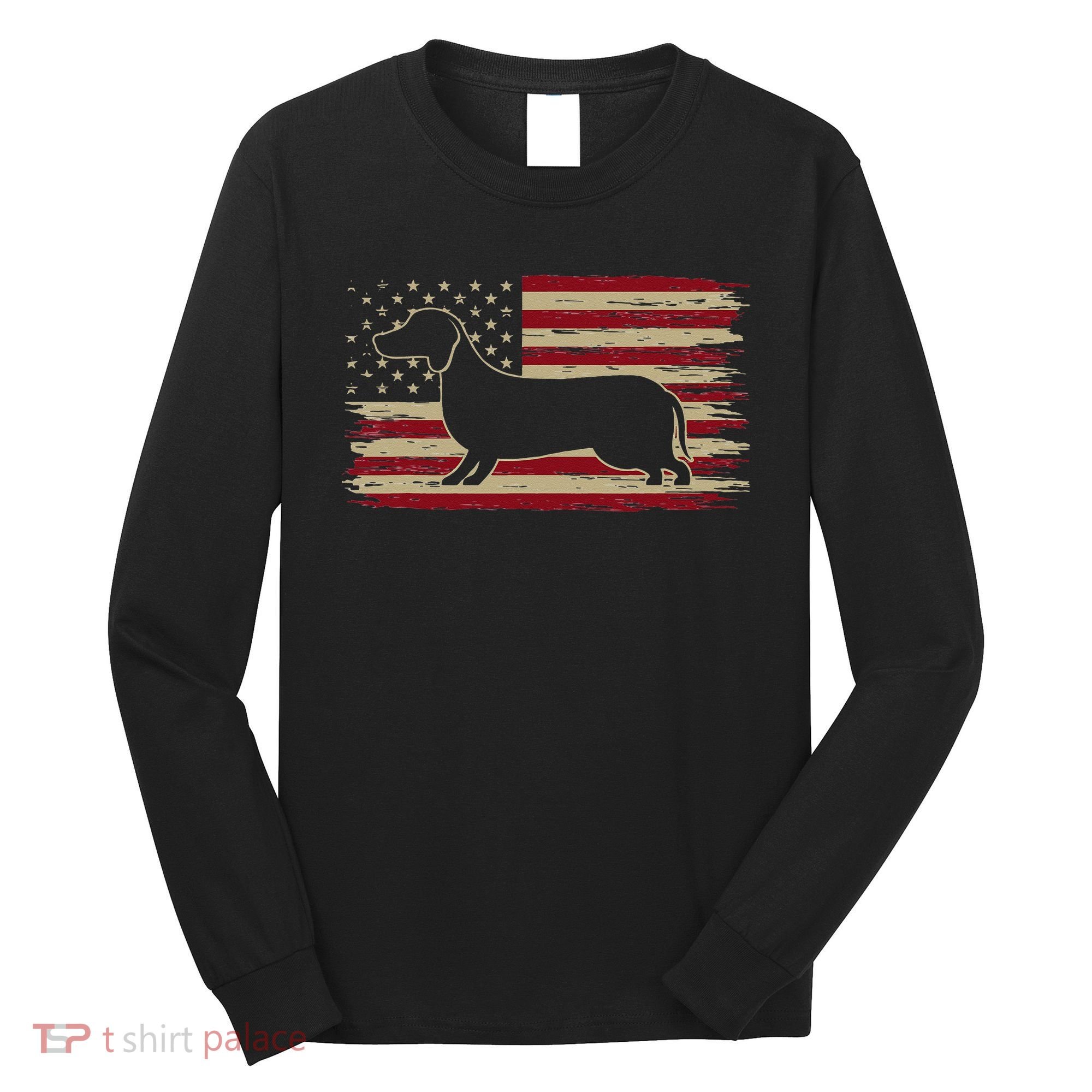 American Flag Dachshund Patriotic Dachshund Doxie Lover Long Sleeve Shirt