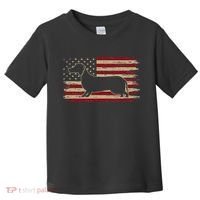 American Flag Dachshund Patriotic Dachshund Doxie Lover Toddler T-Shirt thumb 0