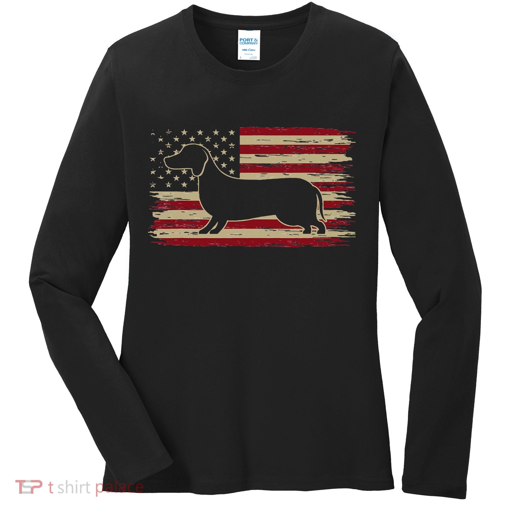 American Flag Dachshund Patriotic Dachshund Doxie Lover Women's Long Sleeve Shirt