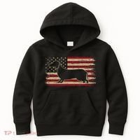 American Flag Dachshund Patriotic Dachshund Doxie Lover Kids Hoodie thumb 0