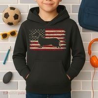 American Flag Dachshund Patriotic Dachshund Doxie Lover Kids Hoodie thumb 2