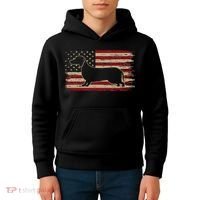 American Flag Dachshund Patriotic Dachshund Doxie Lover Kids Hoodie thumb 4