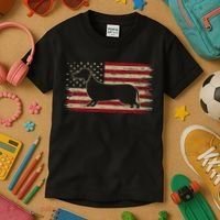 American Flag Dachshund Patriotic Dachshund Doxie Lover Kids T-Shirt thumb 3