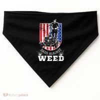 American Flag Dads Against Weed Funny Lawn Mowing Fathers USA-Made Doggie Bandana thumb 0