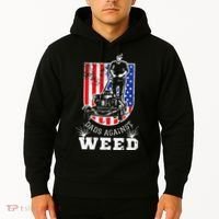 American Flag Dads Against Weed Funny Lawn Mowing Fathers Hoodie thumb 2