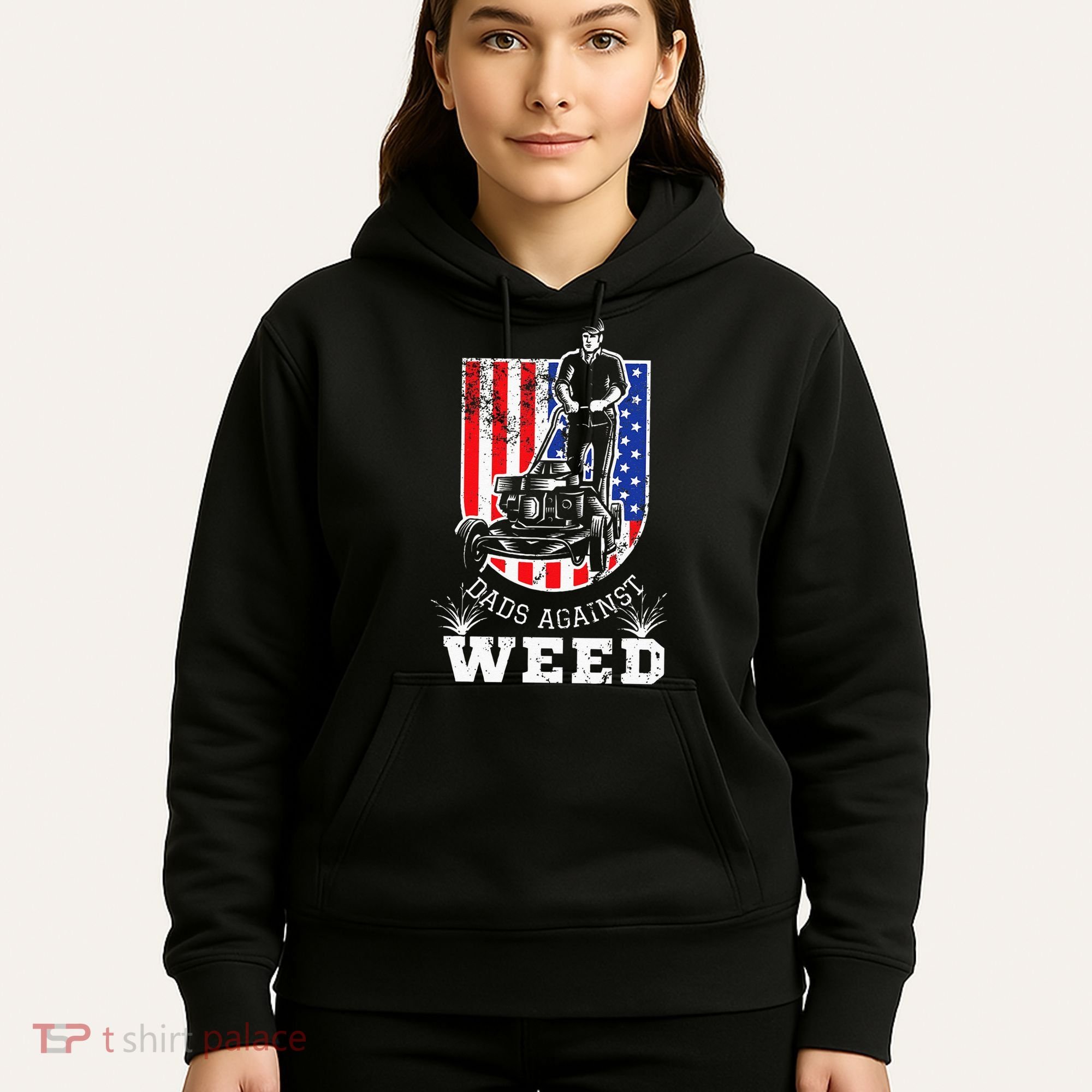 American Flag Dads Against Weed Funny Lawn Mowing Fathers Hoodie