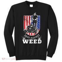 American Flag Dads Against Weed Funny Lawn Mowing Fathers Sweatshirt thumb 0