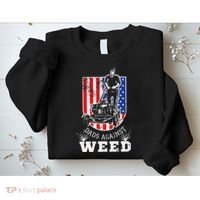 American Flag Dads Against Weed Funny Lawn Mowing Fathers Sweatshirt thumb 2