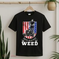 American Flag Dads Against Weed Funny Lawn Mowing Fathers T-Shirt thumb 2