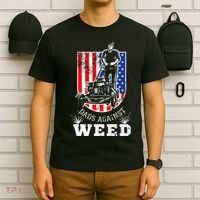 American Flag Dads Against Weed Funny Lawn Mowing Fathers T-Shirt thumb 6
