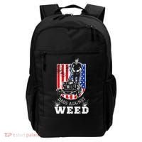 American Flag Dads Against Weed Funny Lawn Mowing Fathers Backpack thumb 0