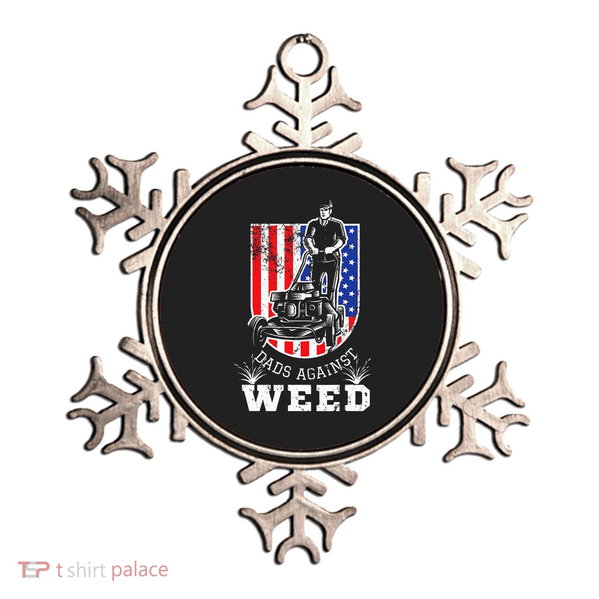 American Flag Dads Against Weed Funny Lawn Mowing Fathers Ornament