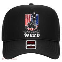 American Flag Dads Against Weed Funny Lawn Mowing Fathers Hat thumb 0