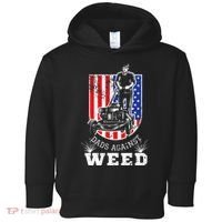 American Flag Dads Against Weed Funny Lawn Mowing Fathers Toddler Hoodie thumb 0