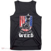 American Flag Dads Against Weed Funny Lawn Mowing Fathers Tank Top thumb 0