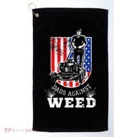 American Flag Dads Against Weed Funny Lawn Mowing Fathers Golf Towel thumb 0