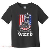 American Flag Dads Against Weed Funny Lawn Mowing Fathers Toddler T-Shirt thumb 0