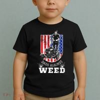American Flag Dads Against Weed Funny Lawn Mowing Fathers Toddler T-Shirt thumb 2