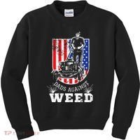 American Flag Dads Against Weed Funny Lawn Mowing Fathers Kids Sweatshirt thumb 0