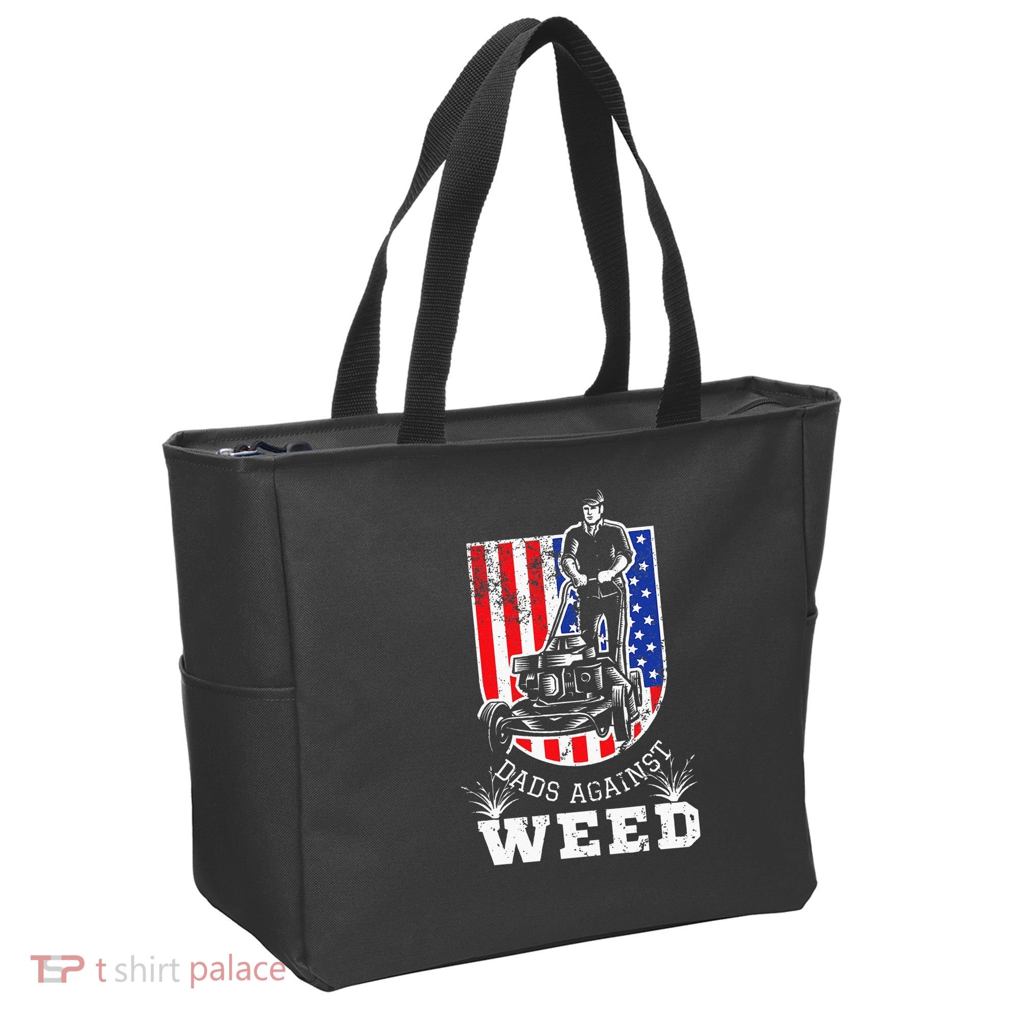 American Flag Dads Against Weed Funny Lawn Mowing Fathers Tote Bag