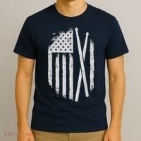 American Flag Drumsticks USA Drummers Vintage Drum Sticks T-Shirt thumb 3