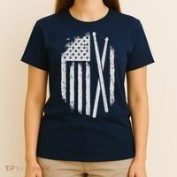 American Flag Drumsticks USA Drummers Vintage Drum Sticks T-Shirt thumb 4