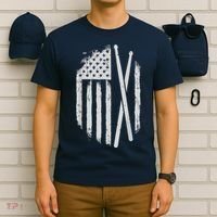 American Flag Drumsticks USA Drummers Vintage Drum Sticks T-Shirt thumb 6