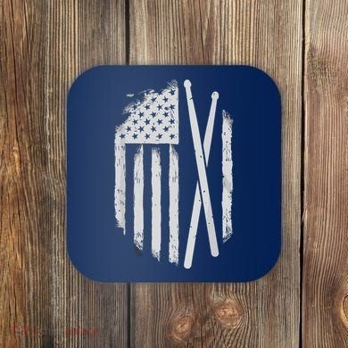 American Flag Drumsticks USA Drummers Vintage Drum Sticks Coaster