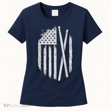 American Flag Drumsticks USA Drummers Vintage Drum Sticks Women's T-Shirt
