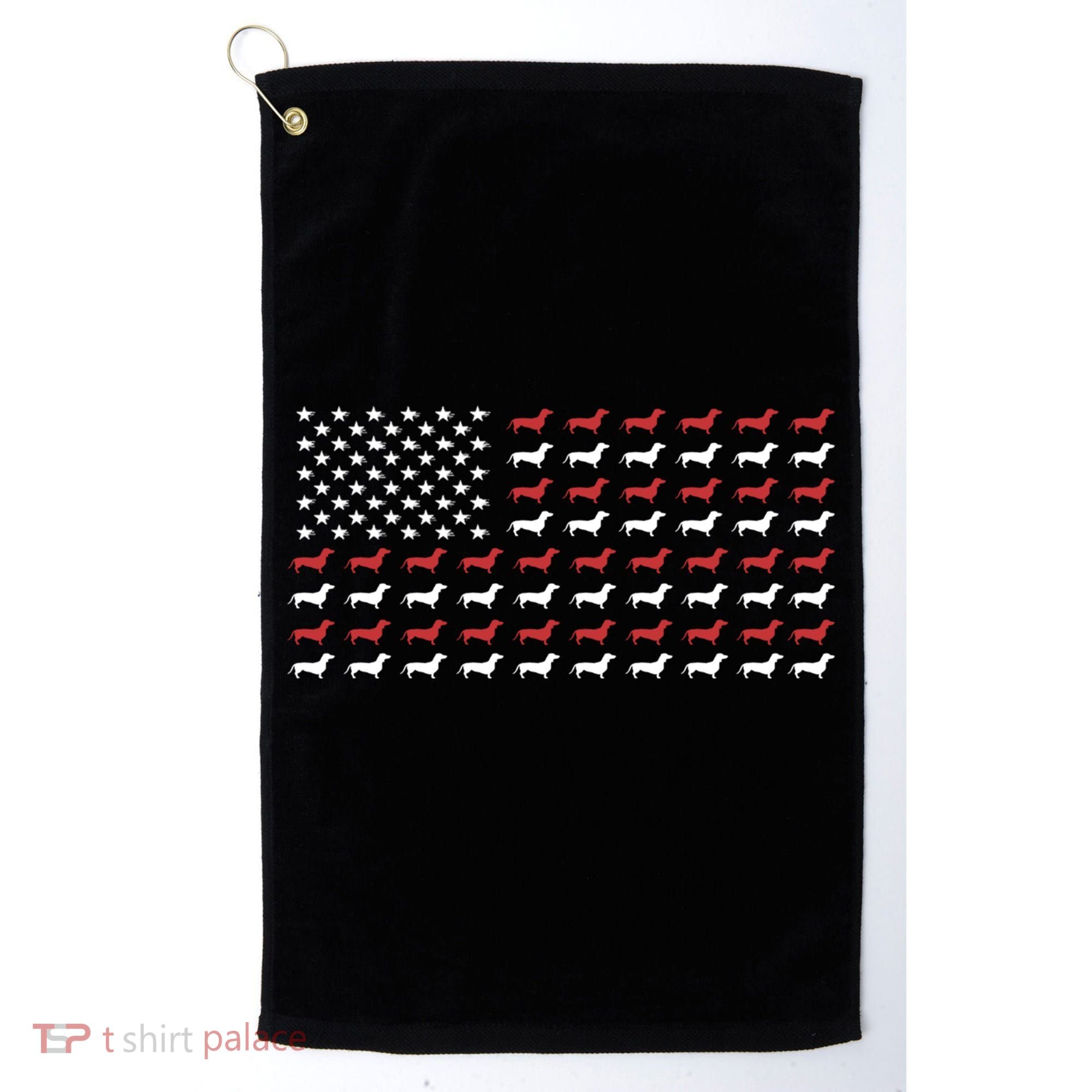 American Flag Dachshund Patriotic Dachshund Doxie Lover Cool Gift Golf Towel