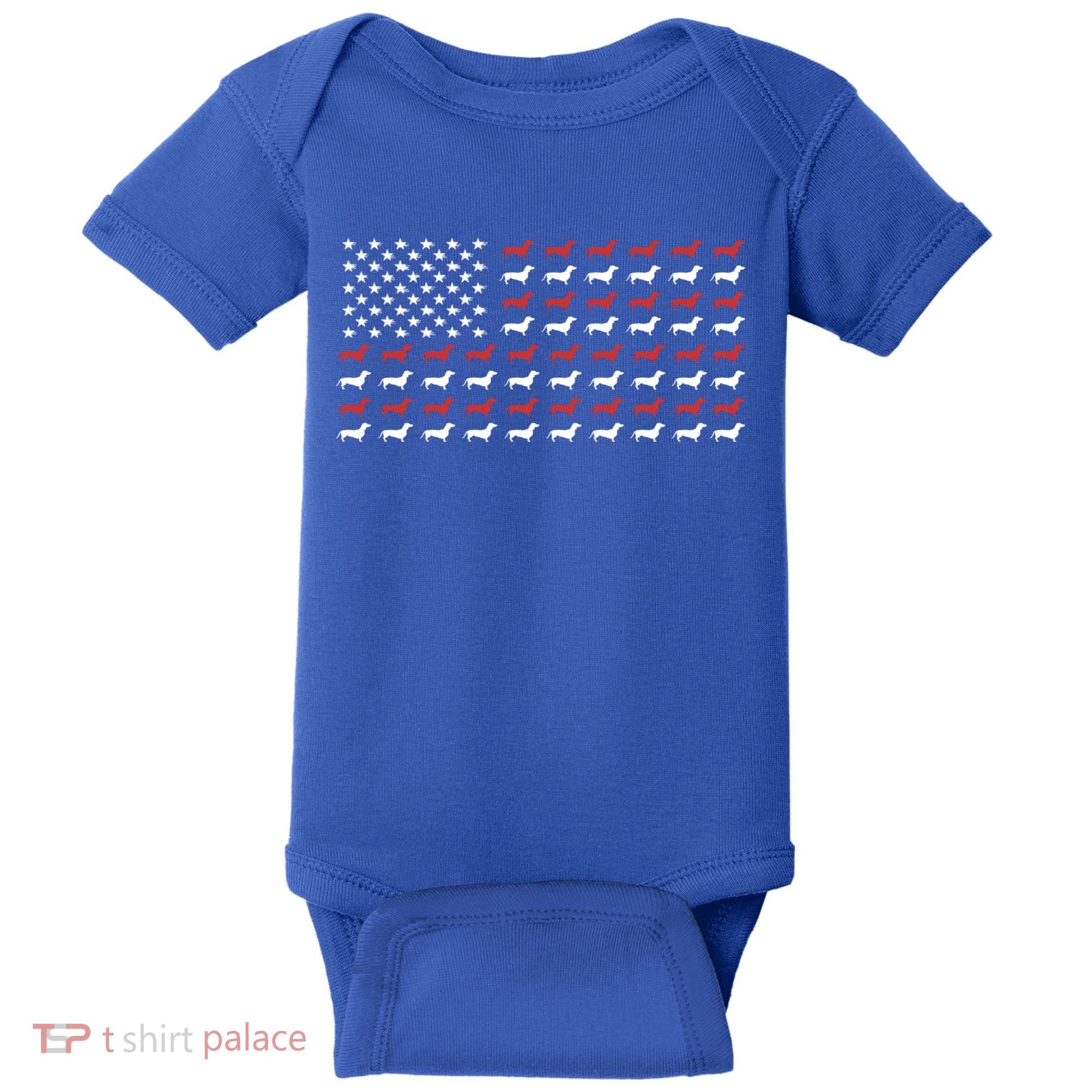 American Flag Dachshund Patriotic Dachshund Doxie Lover Cool Gift Baby Bodysuit