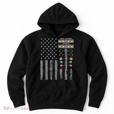 American Flag Drag Racing Strip Tree Light For Dragster Hoodie