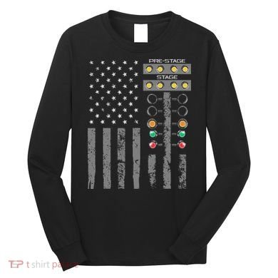 American Flag Drag Racing Strip Tree Light For Dragster Long Sleeve Shirt