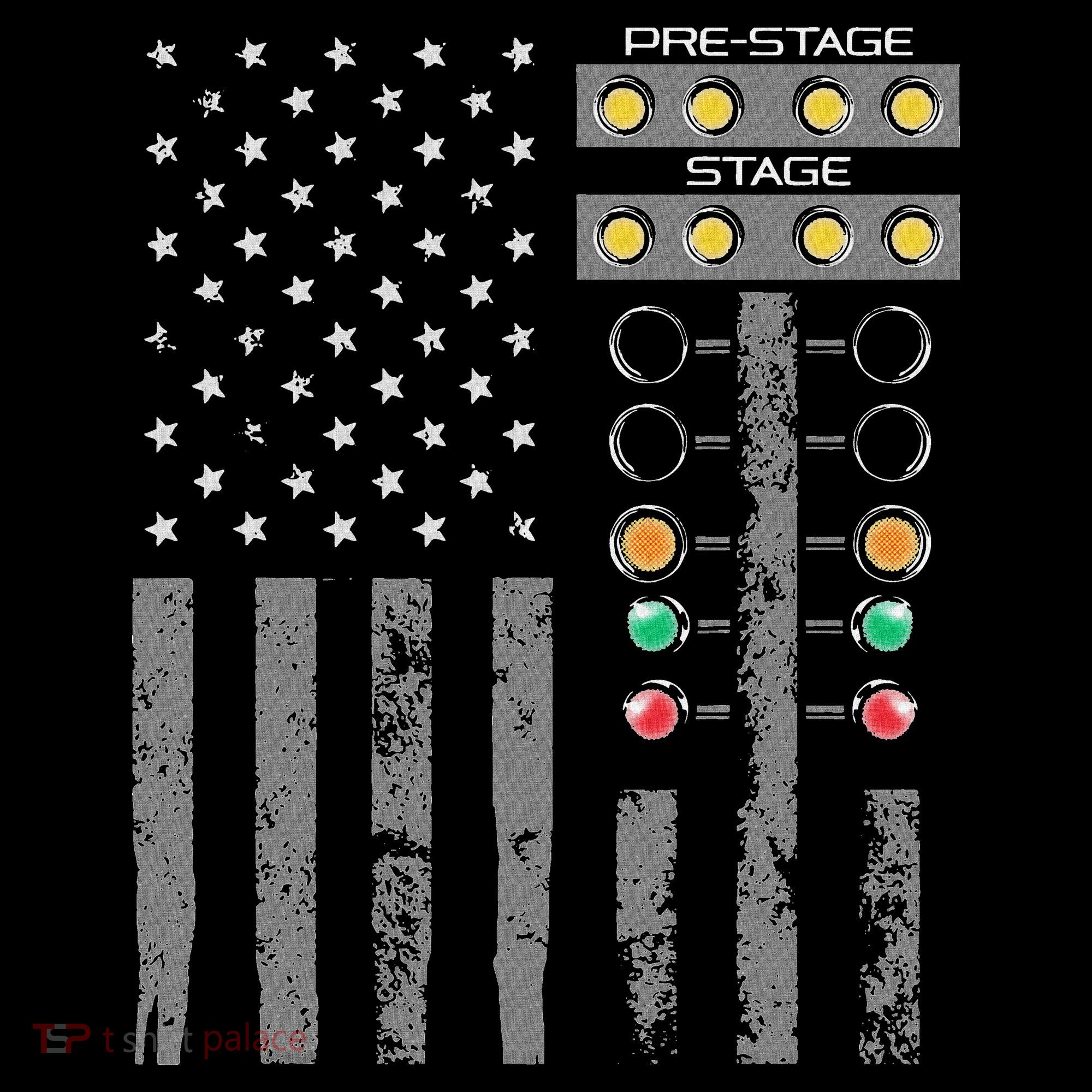 American Flag Drag Racing Strip Tree Light For Dragster T-Shirt