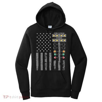 American Flag Drag Racing Strip Tree Light For Dragster Women's Hoodie